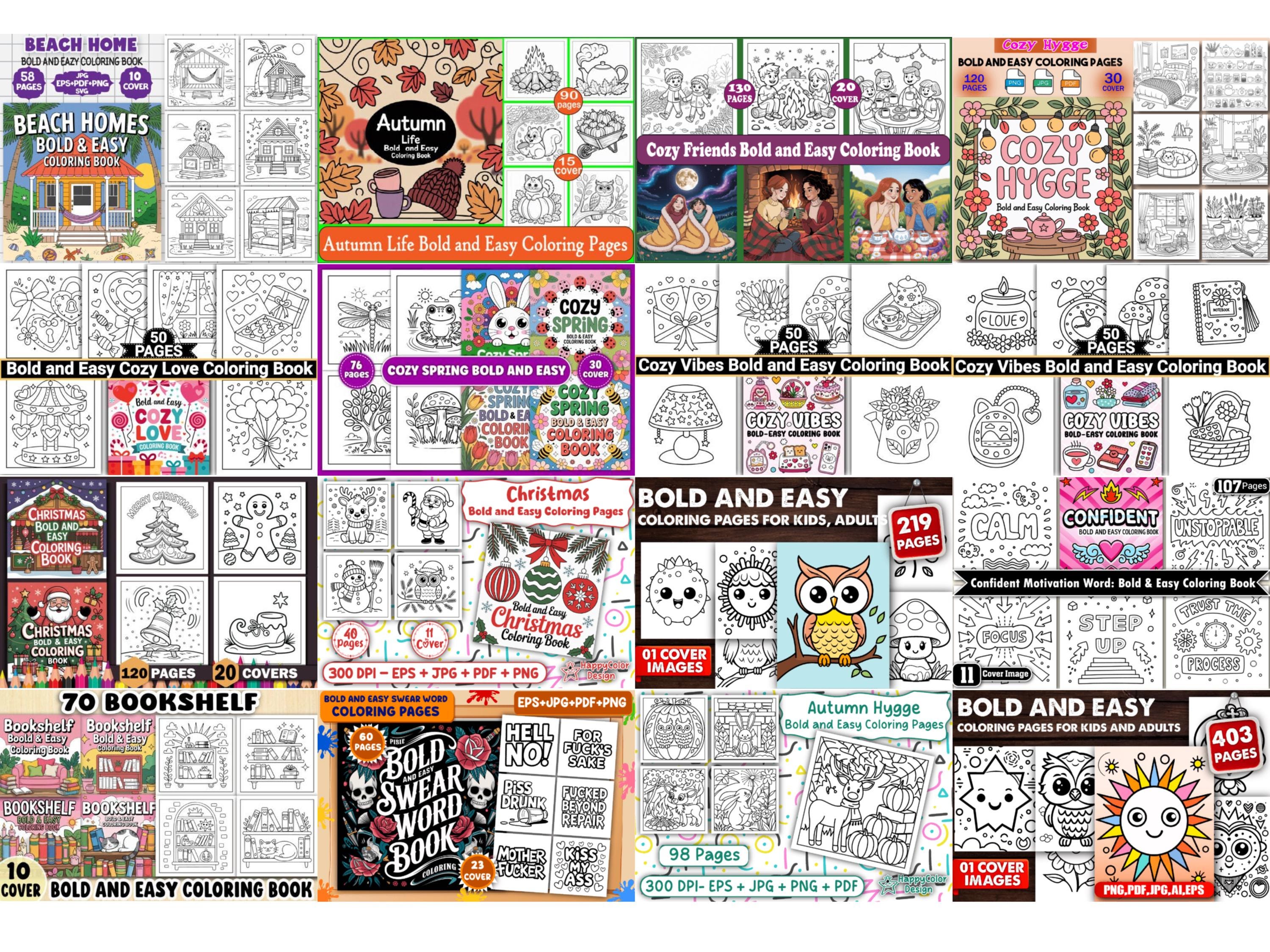Bold and Easy Coloring Book Mega Bundle | 6000+ Pages Printable ...