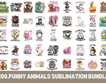 Funny Animal Quotes Sublimation Designs, Sarcastic Humor PNG Bundle