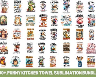 Frases divertidas para toallas de cocina: Paquete de diseños de sublimación (PNG)