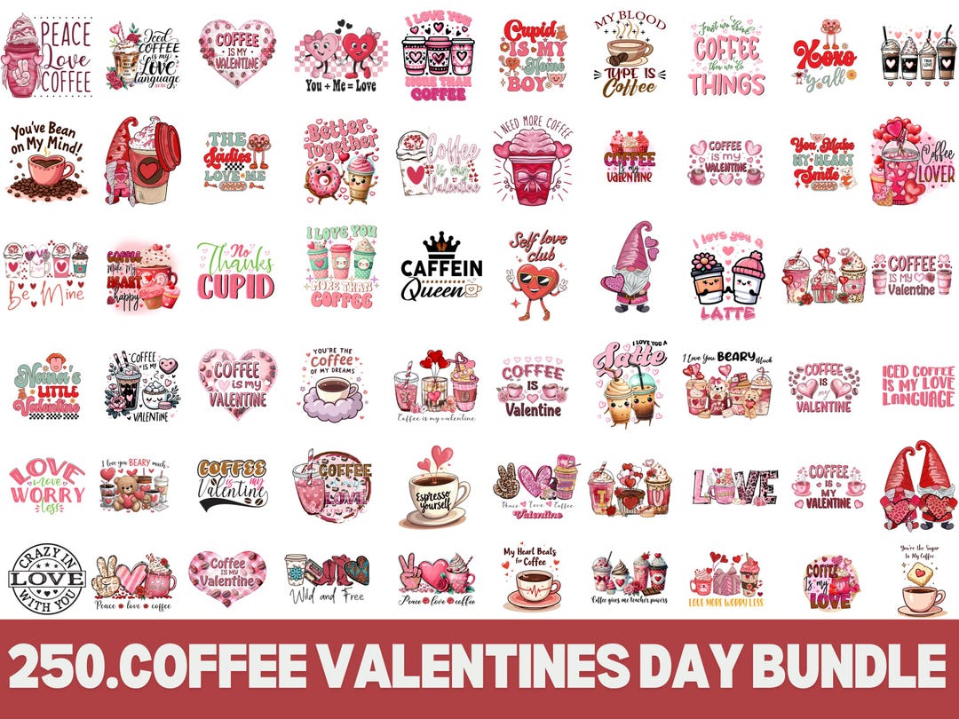 Coffee Valentine's Day PNG Graphics Bundle (digital Download) - Etsy