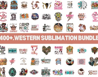 Retro Western PNG Bundle, Cowboy Cowgirl Designs (400+)