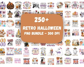 Retro Halloween PNG Clipart Bundle: Spooky Ghost, Pumpkin, Witch (Digital Download)