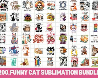 Lustige Katze Sublimations-Bundle, sarkastische Katzen-Designs (Instant Download)