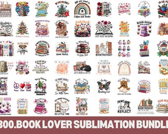 Book Lover Sublimation Bundle, Floral Book Clipart (300+ PNG)