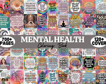 Mental Health Coloring Book Bundle | 700+ Pages, Stress Relief Designs (Printable PDF)