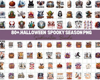 Halloween Spooky Season Png bundle, Sublimation Designs, Fall Autumn Clipart, Harror Pumpkin Ghost ART