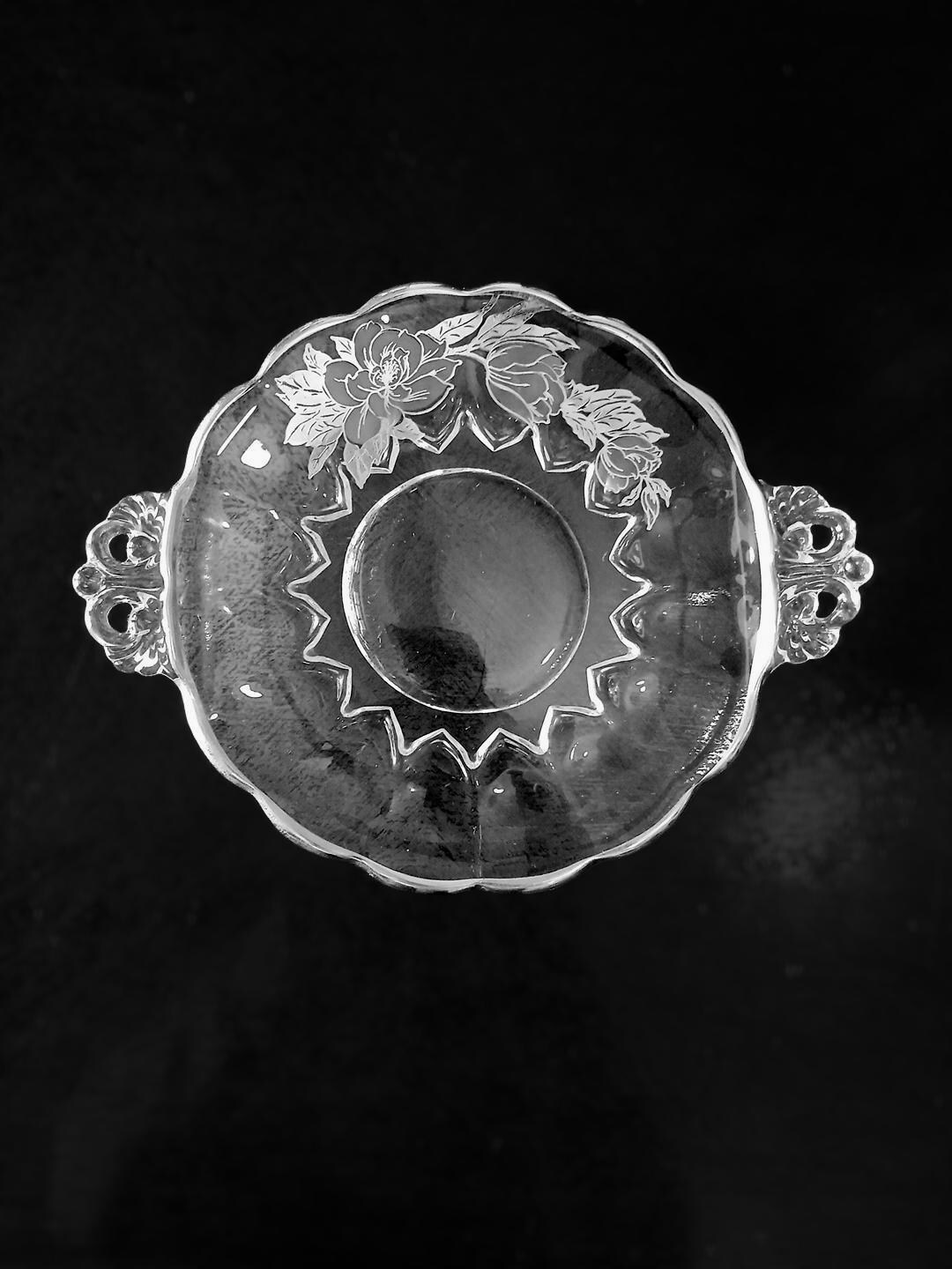 Silver Inlay Glass Tray With Handles - Etsy