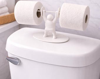 Customizable Weightlifter Toilet Paper Holder, Bathroom Decor, Whimsical Accessory
