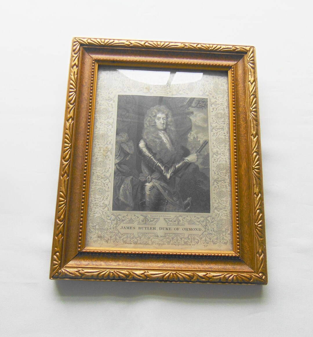 Antique Bubble Glass Picture Frame: James Butler Print - Ornate Gold ...