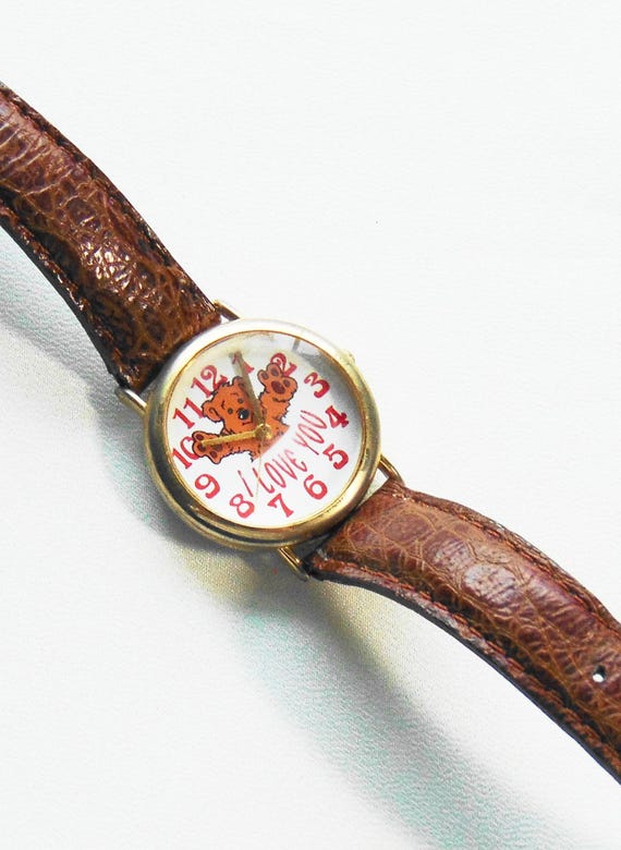 Vintage Dingbats Watch -I Love You Bear Quartz Japan / Works