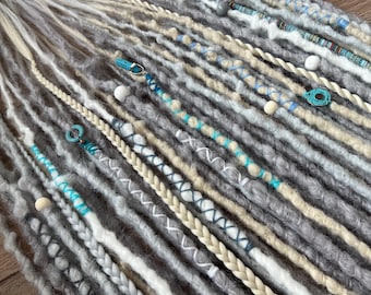 Gray White Ash Blonde Crochet Dreadlock Extensions, Braids & Beads