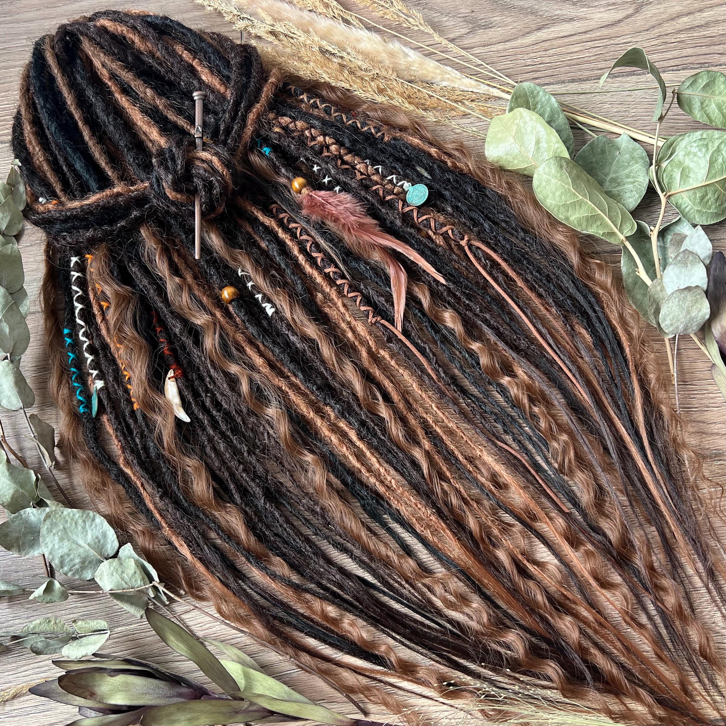 Crochet Synthetic Dreadlocks: Brown & Black Faux Locs  display picture 3