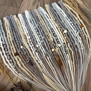 Gray, White, Ash Blonde Crochet Dreadlock Extensions: Synthetic Dreads with Beads