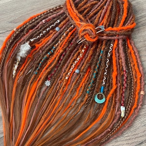 Crochet Synthetic Dreadlock Extensions: Ginger Orange Boho Viking Hair