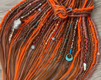 Crochet Synthetic Dreadlock Extensions: Ginger Orange Boho Viking Hair