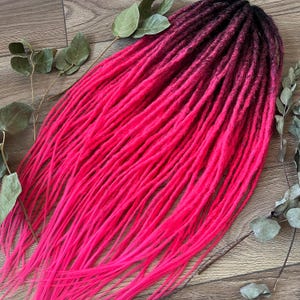Black Neon Pink Synthetic Dreadlock Extensions | Crochet Faux Locs | SE/DE Dreads | Handmade Alt Hair | Single and Double Ended Full Set