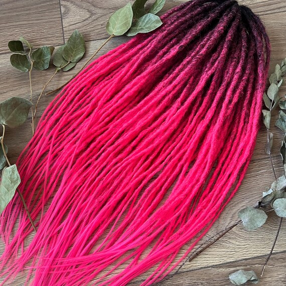 Pink and Black Dreadlock Extensions Black & Pink Festival Curls - Dreads With Braids Extensions  main image 3