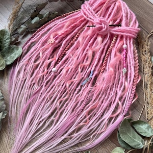 Pink Synthetic Dreadlock Extensions | Wavy Crochet Faux Locs | SE/DE Dreads | Handmade Alt Hair | Viking, Cosplay, Festival Style