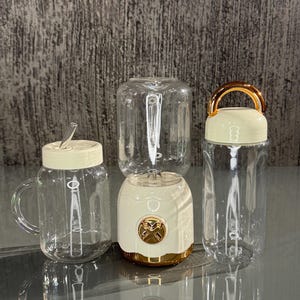 Exprimidor estilo retro 3 en 1 | Licuadora portátil USB | Batidora con vaso y pajita