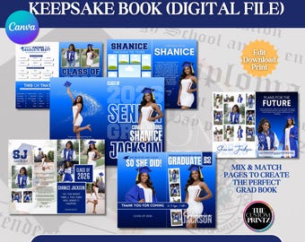 Customizable Graduation Keepsake Book | Canva Template (Digital Download, Class of 2026)