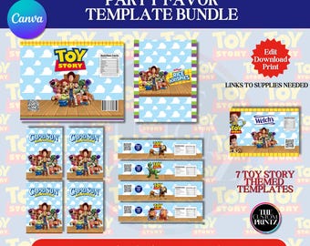 Toy Story Party Favor Template Bundle | Editable Canva Toy Story Template | Toy Story Party Favors | Toy Story Birthday