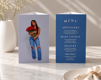 Editable 3 Panel Centerpiece Template, Foldable Table Display, Custom Party Menu Sign, Canva Event Decor, Instant Download