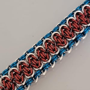 Handmade U.S.A. Inspired Horizontal Byzantine Variant Chainmaille Bracelet