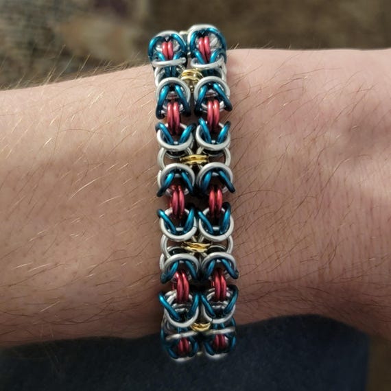 ハンドメイドのパラレルリンクビザンチンチェーンメイルブレスレット