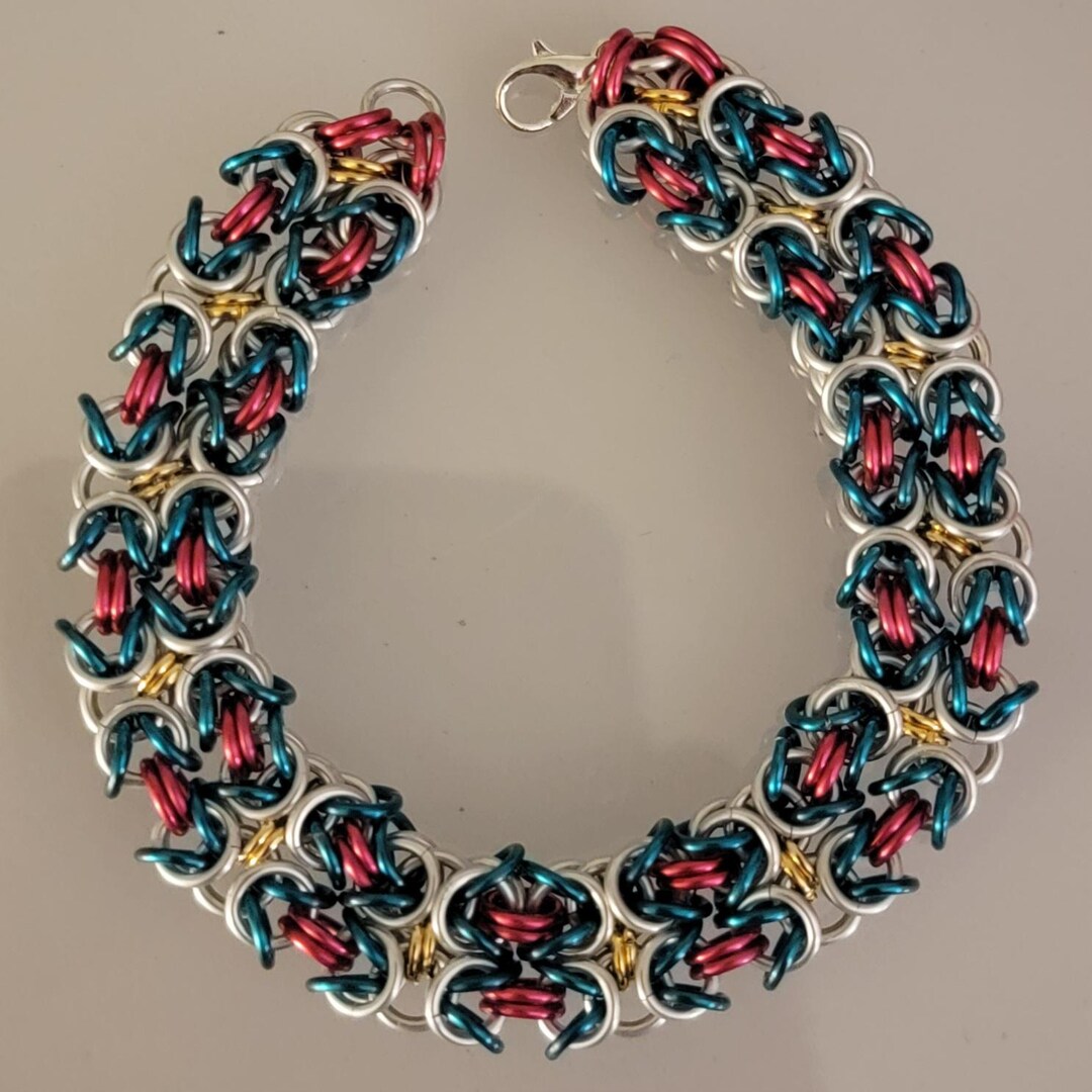 ハンドメイドのパラレルリンクビザンチンチェーンメイルブレスレット