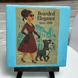Retro Miniature Schnauzer Ceramic Art Tile - Mid-Century Home Accent - Vintage Inspired Dog Lover Gift