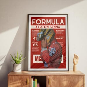 Ayrton Senna Formula 1 Poster, McLaren F1 Digital Wall Art, Modern Racing Decor for Motorsport Fans