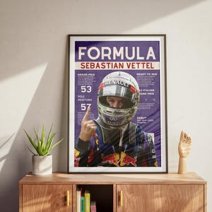 Sebastian Vettel Formula 1 Poster: Red Bull Racing Wall Art (Digital Download)