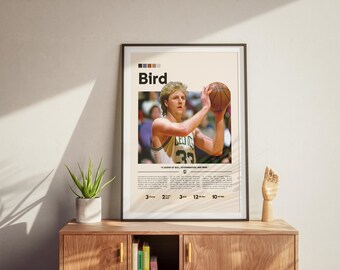 Basketbalposter Larry Bird: kunst aan de muur Boston Celtics (digitale download)
