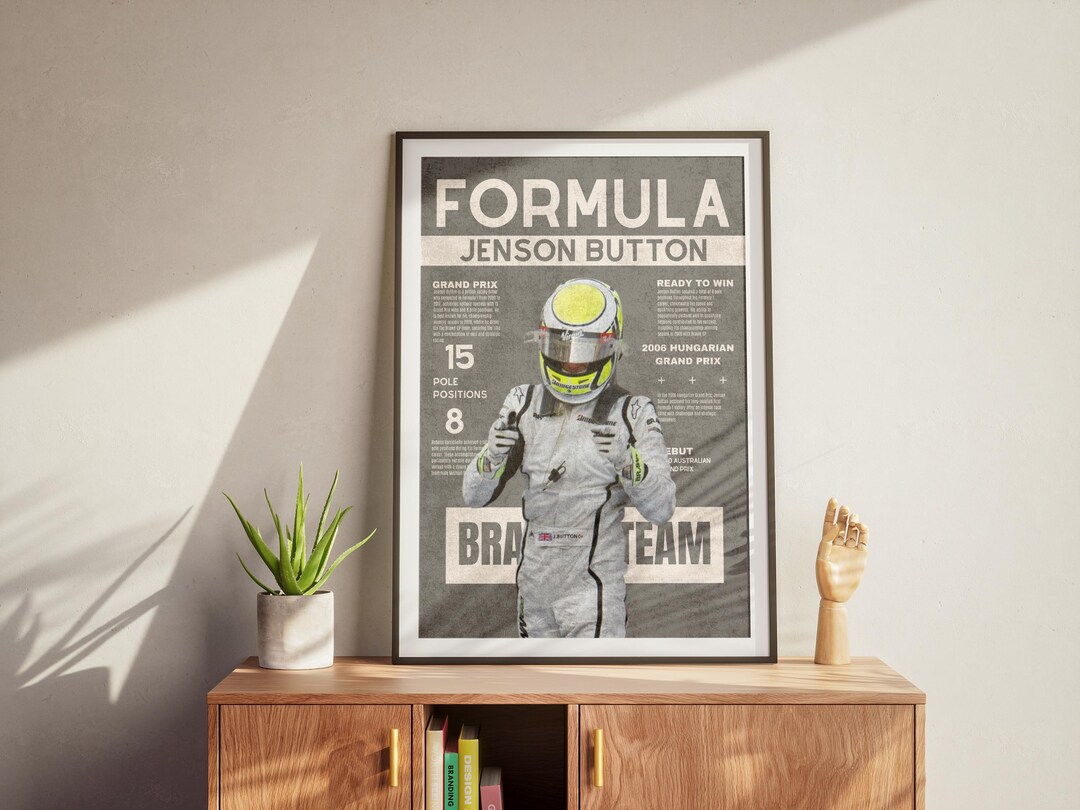 Jenson Button Formula 1 Poster: Brawn GP Racing Wall Art (digital ...