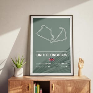 Poster del circuito di Formula 1 del GP del Regno Unito: Modern Racing Wall Art (download digitale)