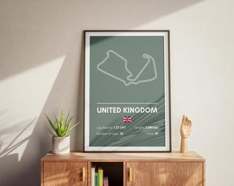 United Kingdom GP Formula 1 Track Poster: Modern Racing Wall Art (Digital Download)