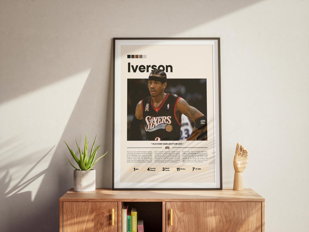 Allen Iverson Basketball Poster: Philadelphia 76ers Wall Art (digital ...
