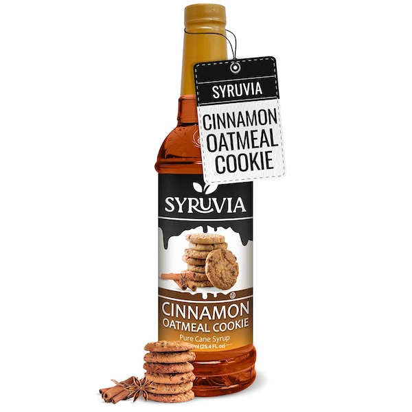 Jarabe de avena con canela Syruvia para café, 25.4 fl oz, saborizante de café premium