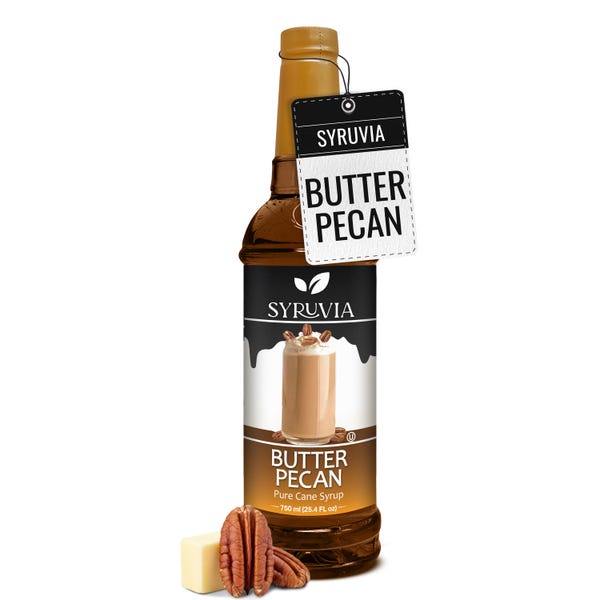 Jarabe Syruvia de nuez pecana con mantequilla para café 25.4 fl oz Jarabe saborizante de café premium