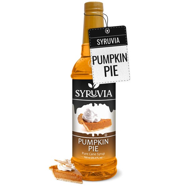 Jarabe de pastel de calabaza Syruvia para café, 25.4 fl oz, jarabe saborizante de café premium
