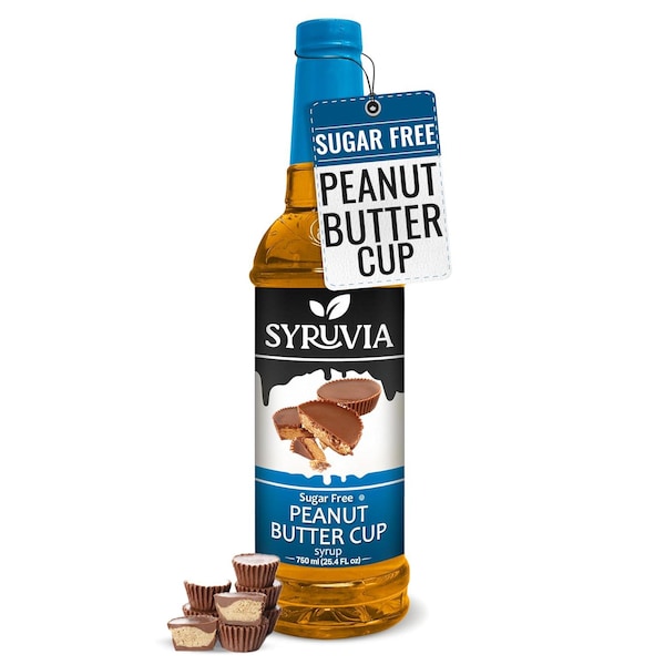 Syruvia Sugar Free Peanut Butter Cup Syrup for Coffee 25.4 fl oz Premium Coffee Flavoring Syrup