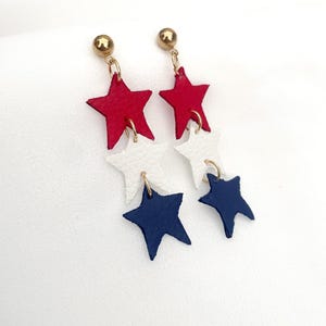 Orecchini del tour Cowboy Carter di Beyonce, orecchini pendenti a tripla stella, pendenti in pelle rossa, bianca e blu, orecchini del 4 luglio