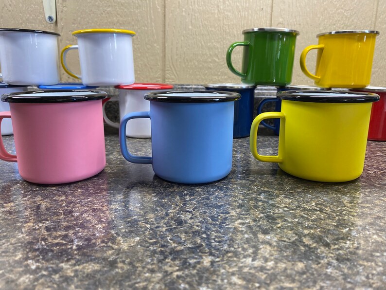 12 Oz Sublimation Camping Mugs 4 Pack, 12 Oz Enamel Sublimation Camper