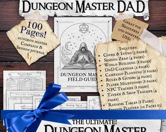 Diario de campaña imprimible para Dungeon Master, Dungeons and Dragons, para principiantes, descarga instantánea en PDF, 5e, RPG, DM, planificador de sesiones