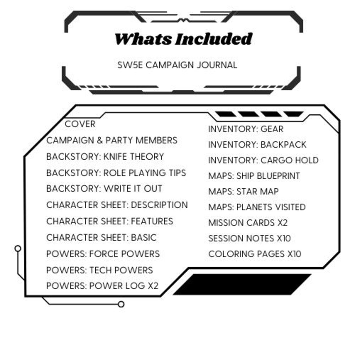 Sw5e Items Printable Sci-fi DND SW5E Campaign Journal & Coloring Book (for the ...