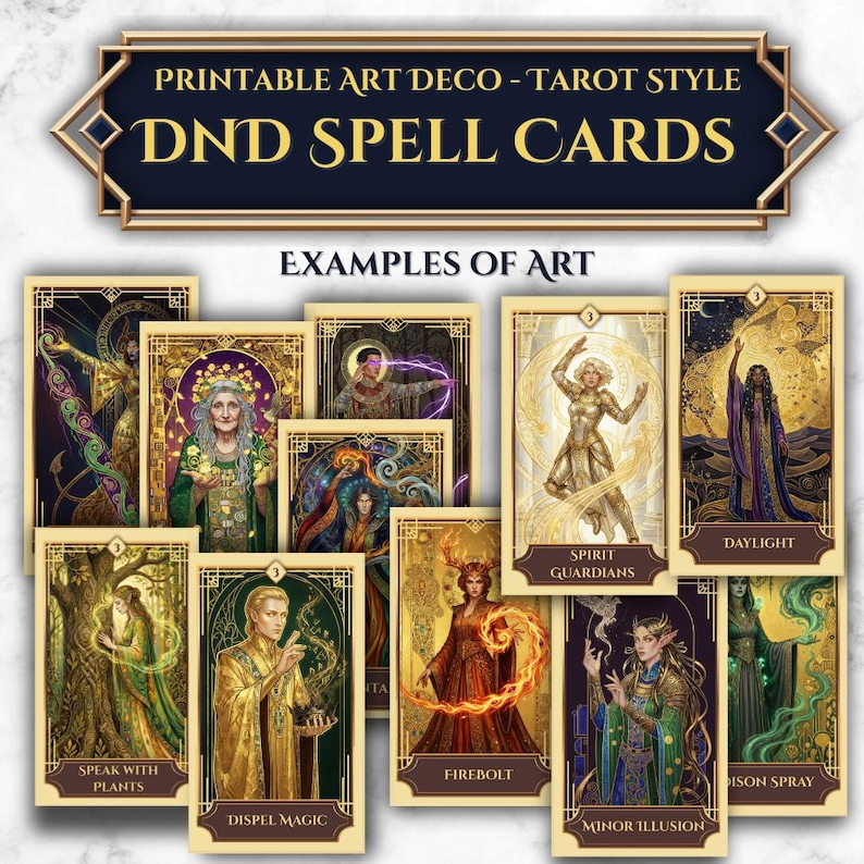 Dnd Spell Cards Printable PDF — 421 Spells / All Classes (tarot Style ...