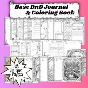 Printable DnD Campaign Journal & Coloring Book, Dungeons and Dragons, Character Sheet, For Beginners, Instant PDF download, 5e, RPG,