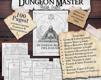 Printable Dungeon Master Campaign Journal, Dungeons and Dragons, For Beginners, Instant PDF download, 5e, RPG, DM, Session Planner