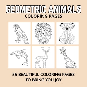 Coloring Pages Geometric Animals I 55 Pages I PDF/Printable eBook Download