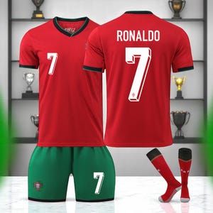 custom Ronaldo Portugal Jersey Set – No.7 Home Kit with Shorts  Socks for Kids & Adults – Football Fan Gift 2025